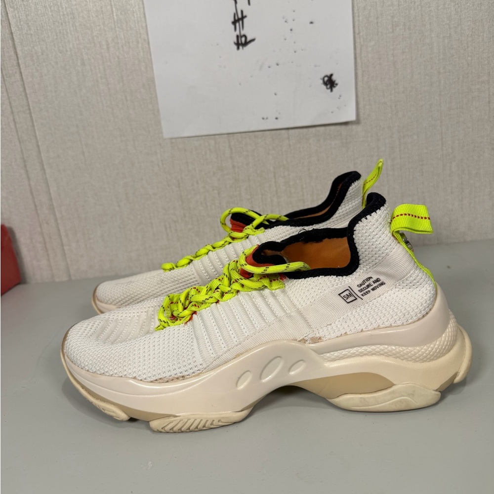 Steve Madden Mac Low Top Trainers  Shoes Sneakers White/Orange/Yellow - Size 8.5